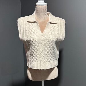 Pink Rose Cream Knit Sweater Vest